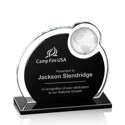 Trophies - Corporate Awards - Globe Awards - Floating Crystal Globe Award