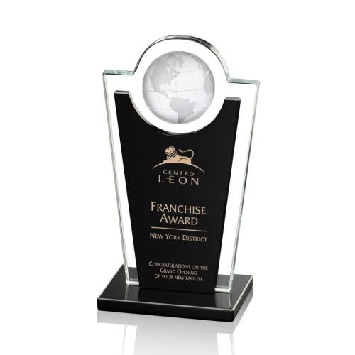 Trophies - Corporate Awards - Globe Awards - Fabiola Crystal Globe Award - Blue/Black Options