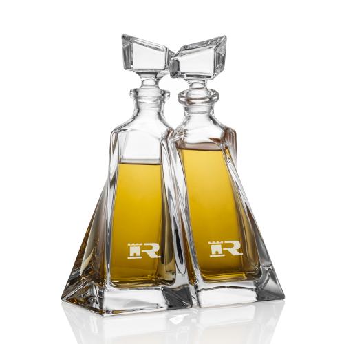 Sophisticated Crystal Twin Decanter Set Barware Gifts - Decanters - Sophisticated Crystal Twin Decanter Set