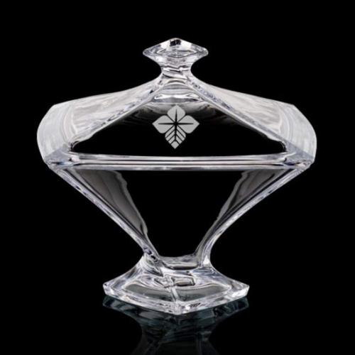 Personalized Gifts - Crystal Twisted Base Candy Bowl with Lid