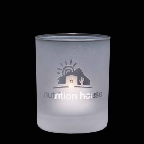 Personalized Frosted Candle Holder - Deep Etch Personalized Gifts - Personalized Frosted Candle Holder - Deep Etch