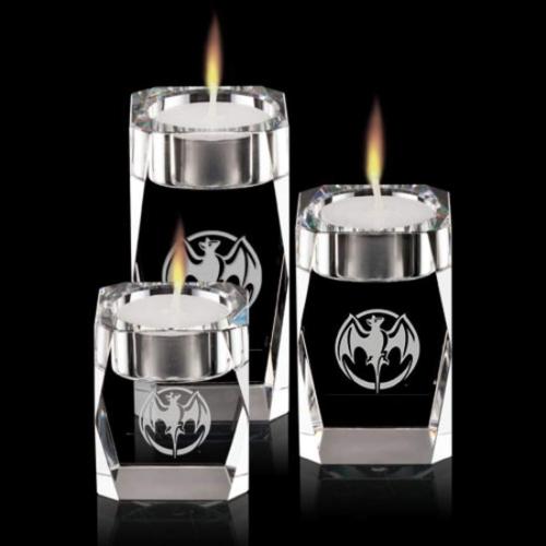 Personalized Gifts - Optical Crystal Candleholder Trio Set