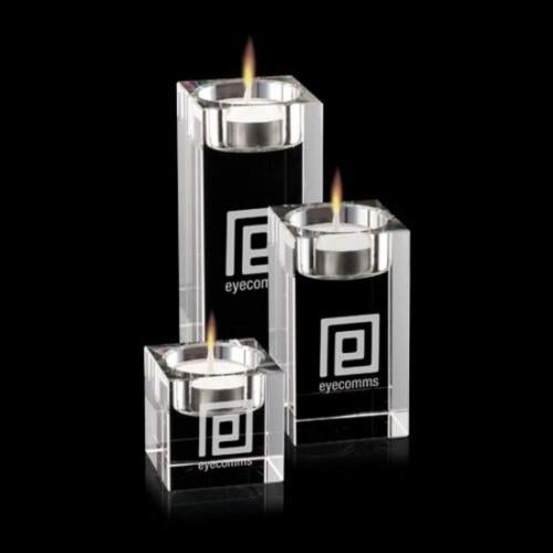 Personalized Gifts - Perth Optical Crystal Candleholder Trio Set