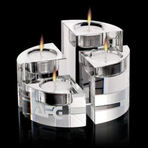 Personalized Gifts - Optical Crystal Candleholders - Set of 4