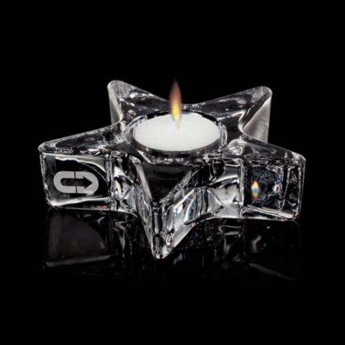 Personalized Gifts - Crystal Star Candleholder with Candle