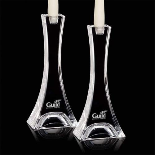 Personalized Gifts - Classic 10â Crystal Candlesticks, Set of 2