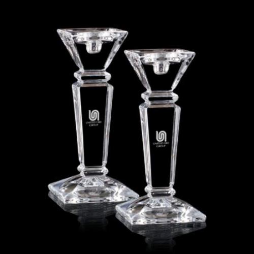 Personalized Gifts - Dillingham Crystal Candlesticks Set of 2 - 10 Inch