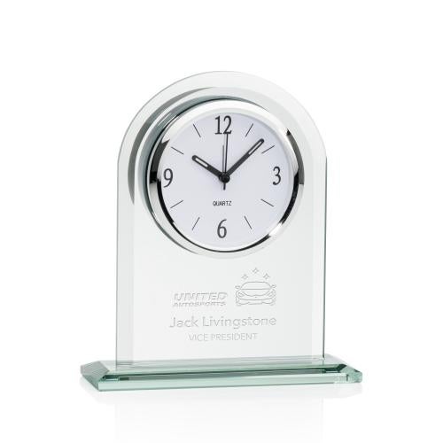 Crystal Arch Clock with Chrome Face Crystal Clocks - Crystal Arch Clock with Chrome Face