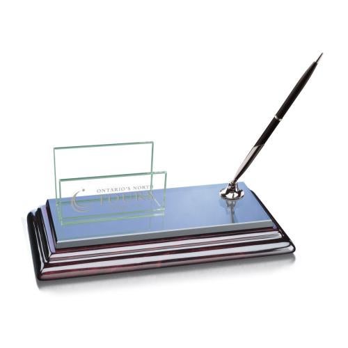 Elegant Jade Glass Cardholder & Pen Set Personalized Gifts - Elegant Jade Glass Cardholder & Pen Set