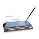 Elegant Jade Glass Cardholder & Pen Set