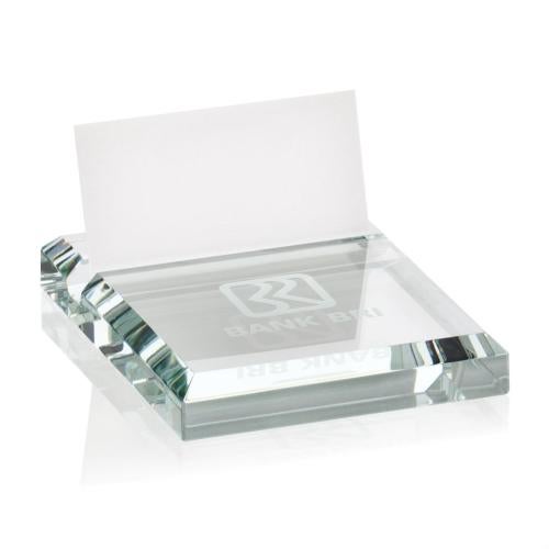 Crystal Business Card Holder, Deep Etch Personalized Gifts - Crystal Business Card Holder, Deep Etch