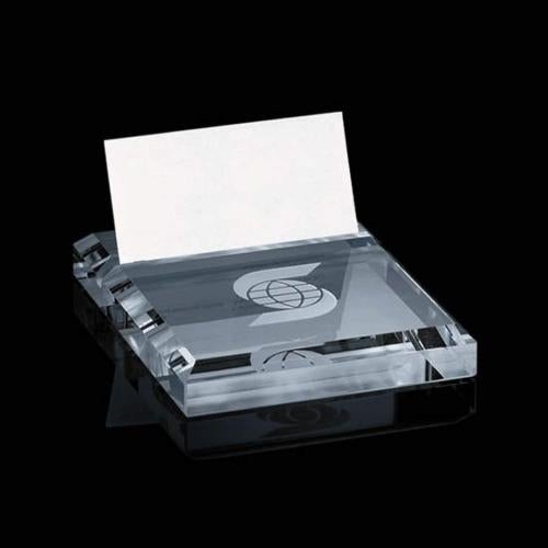 Crystal Business Card Holder, Deep Etch Personalized Gifts - Crystal Business Card Holder, Deep Etch