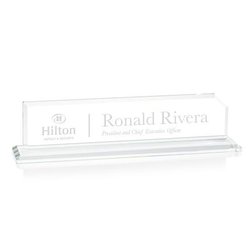 Personalized Gifts - Elegant Crystal Desk Nameplate - Deep Etch