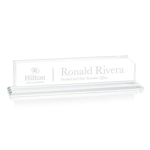 Personalized Gifts - Elegant Crystal Desk Nameplate - Deep Etch