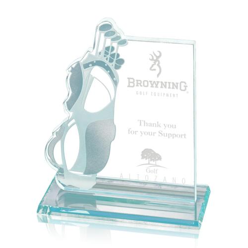 Trophies - Golf Awards and Trophies - Elegant Jade Glass Golf Bag Trophy