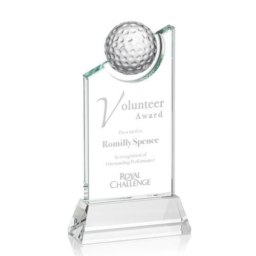 Trophies - Golf Awards and Trophies - Optical Crystal Golf Trophy with Globe Accent