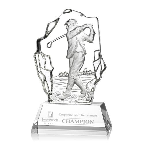 Trophies - Golf Awards and Trophies - Certainly! Here's a concise title:

Elegant Crystal Golf Trophy with Base