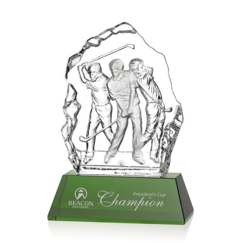 Trophies - Golf Awards and Trophies - Green Crystal Golf Swing Trophy