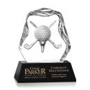 Black Crystal Golf Award with Deep Etch Design
