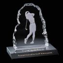 ```plaintext
Crystal Golf Award with Female Golfer Etching
```