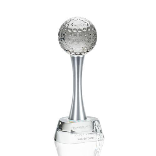 Trophies - Golf Awards and Trophies - Crystal Golf Globe Award with Etched Base