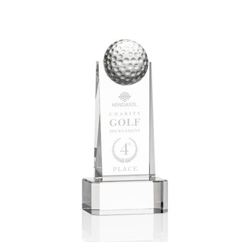 Trophies - Golf Awards and Trophies - Crystal Golf Globe Award with Base