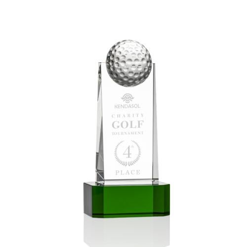 Trophies - Golf Awards and Trophies - Dunbar Crystal Golf Award with Green Base