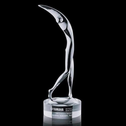 Trophies - Golf Awards and Trophies - Elegant Crystal Golf Award with Chrome Golfer