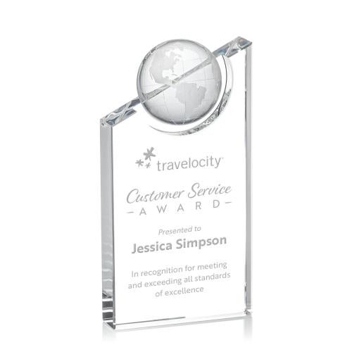 Trophies - Corporate Awards - Globe Awards - Elegant Axis Crystal Globe Award