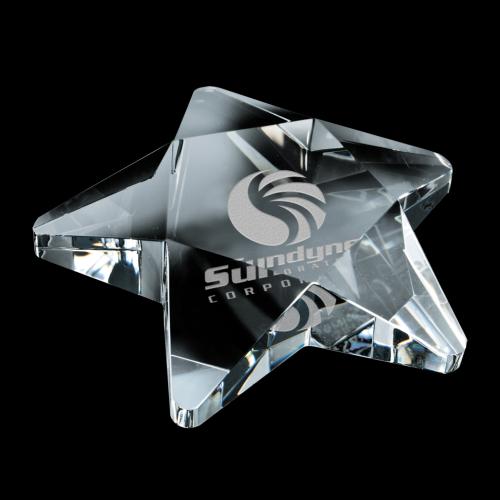 Personalized Gifts - Pentagon Crystal Star Paperweight