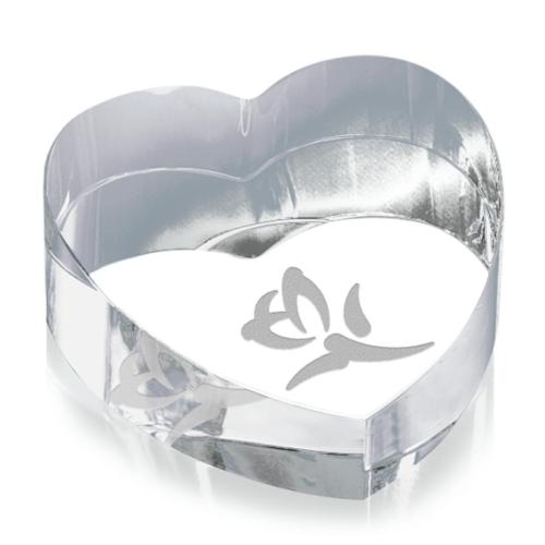 Personalized Gifts - Crystal Heart Desk Paperweight - Elegant Design