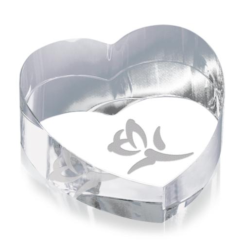 Personalized Gifts - Crystal Heart Desk Paperweight - Elegant Design