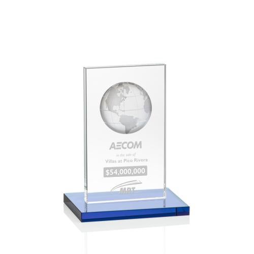 Trophies - Corporate Awards - Globe Awards - Sky Blue Globe Crystal Award