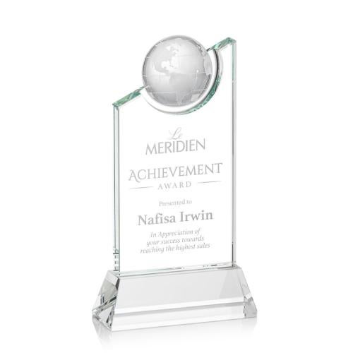 Trophies - Corporate Awards - Globe Awards - Elegant Crystal Globe Achievement Award