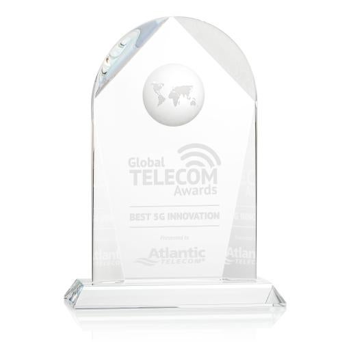 Roslin Crystal Globe Award - Custom Etching Trophies - Corporate Awards - Globe Awards - Roslin Crystal Globe Award - Custom Etching