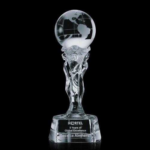 Athena Globe Globes Crystal Award Trophies - Corporate Awards - Globe Awards - Athena Globe Globes Crystal Award