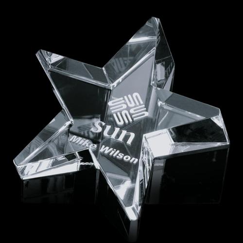 Personalized Gifts - ``` 
Crystal Star Slant Paperweight - Deep Etch Option
```