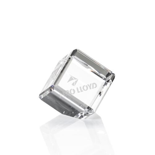Crystal Cube Award with Double Beveled Edges Personalized Gifts - Crystal Cube Award with Double Beveled Edges