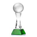 Optical Crystal Golf Ball Award with Green Base