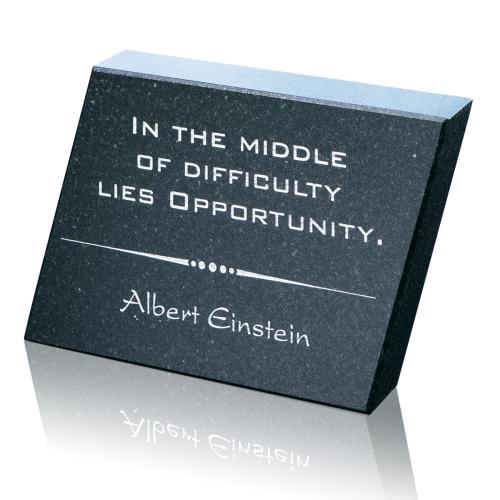 Personalized Gifts - Black Granite Trapezoid Paperweight - Etched