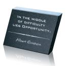 Black Granite Trapezoid Paperweight - Etched