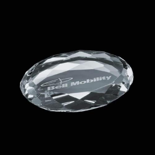 Personalized Gifts - Optical Crystal Oval Paperweight - Deep Etched