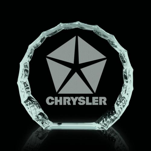 Personalized Gifts - Sure! Here's a product title:

Jade Glass Round Iceberg Paperweight - 4