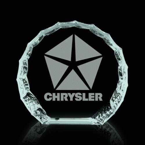 Personalized Gifts - Sure! Here's a product title:

Jade Glass Round Iceberg Paperweight - 4