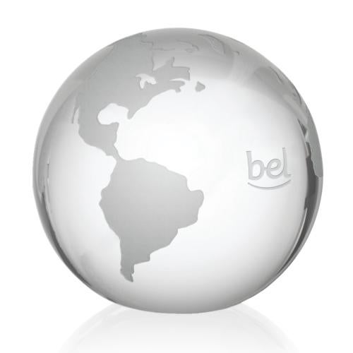 Personalized Gifts - Crystal Globe Paperweight with Frosted Continents