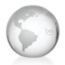 Crystal Globe Paperweight with Frosted Continents