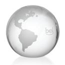 Crystal Globe Paperweight with Frosted Continents