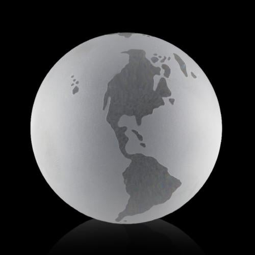 Personalized Gifts - Crystal Globe Paperweight with Frosted Oceans