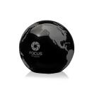 Black Crystal Globe Paperweight - Frosted Design