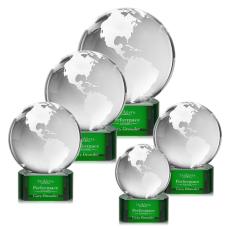 Crystal Globe Award on Green Paragon Base - Globe Awards